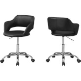 Hydraulic Lift Base Office Chair in Black Leatherette & Chrome